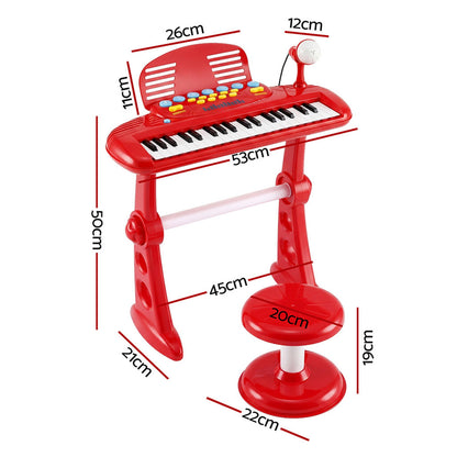 Keezi Kids Piano Keyboard 37 Keys Electronic Musical Instrument Set w/ Stool Microphone