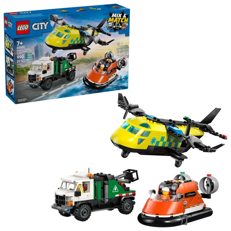 LEGO City Airplane, Service Truck & Hovercraft Rem 60505