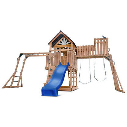 Lifespan Kids Kensington Swing Set, Monkey Bars & Play Centre with 2.2m Slide Blue