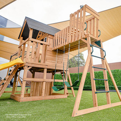Lifespan Kids Kensington Swing Set, Monkey Bars & Play Centre with 2.2m Slide Blue