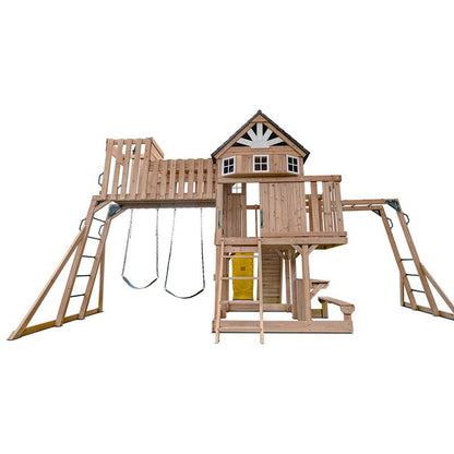 Lifespan Kids Kensington Swing Set, Monkey Bars & Play Centre with 2.2m Slide Yellow