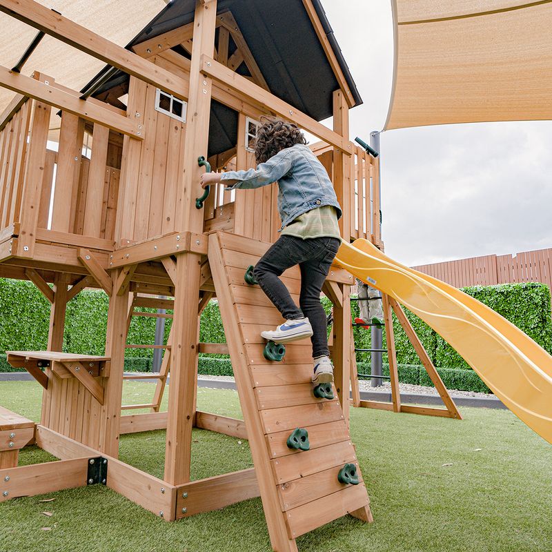 Lifespan Kids Kensington Swing Set, Monkey Bars & Play Centre with 2.2m Slide Yellow