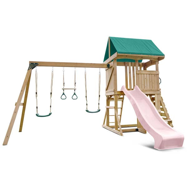 Lifespan Kids Carindale Swing Set & Play Centre with 2.2m Slide Pastel Pink