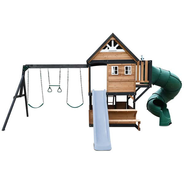 Lifespan Kids Claremont Swing Set & Play Centre with 2.2m Slide Pastel Blue