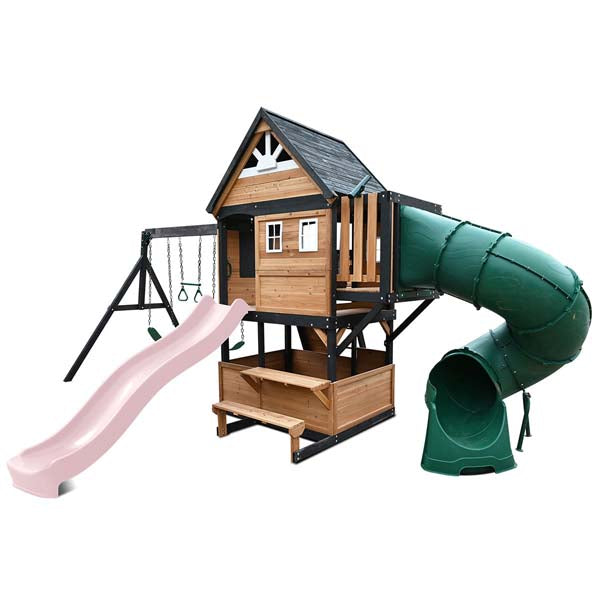 Lifespan Kids Claremont Swing Set & Play Centre with 2.2m Slide Pastel Pink