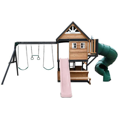 Lifespan Kids Claremont Swing Set & Play Centre with 2.2m Slide Pastel Pink