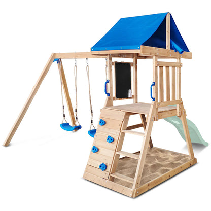 Lifespan Kids Hazelbrook Swing Set & Play Centre with 1.8m Slide (Pastel Green)