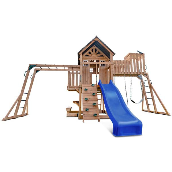 Lifespan Kids Kensington Swing Set, Monkey Bars & Play Centre with 2.2m Slide Blue