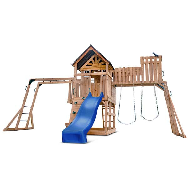 Lifespan Kids Kensington Swing Set, Monkey Bars & Play Centre with 2.2m Slide Blue