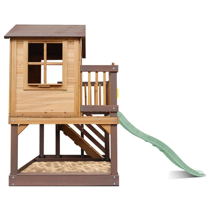 Lifespan Kids Silverton Cubby House with 1.8m Slide (Pastel Green)