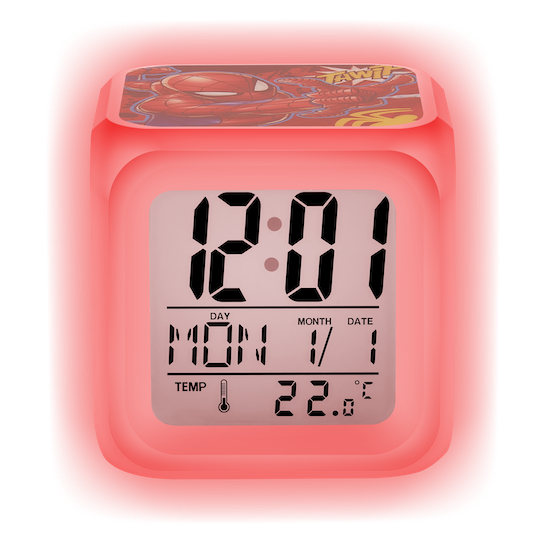 Marvel Spiderman Cube Alarm Clock Led Lights