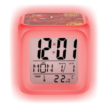 Marvel Spiderman Cube Alarm Clock Led Lights