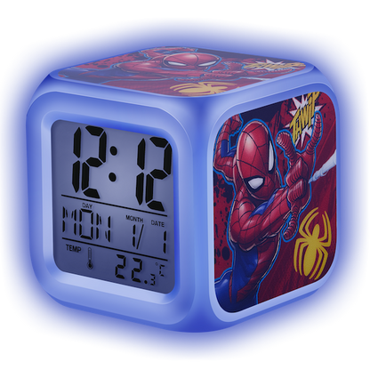 Marvel Spiderman Cube Alarm Clock Led Lights