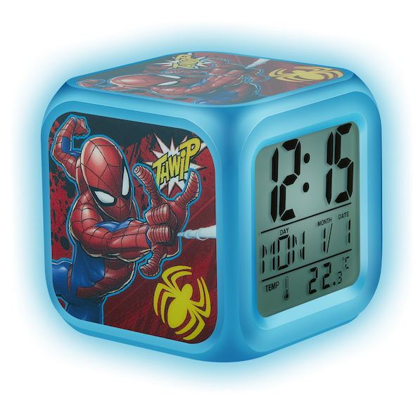 Marvel Spiderman Cube Alarm Clock Led Lights