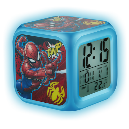 Marvel Spiderman Cube Alarm Clock Led Lights