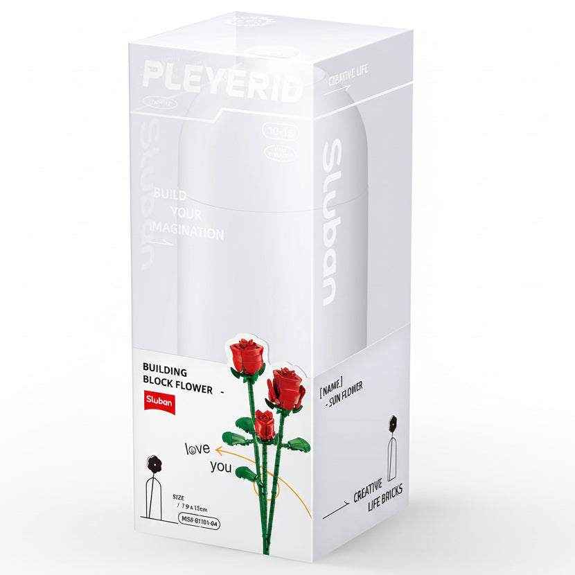 Sluban Red rose with diy vase 258 pcs