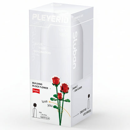 Sluban Red rose with diy vase 258 pcs