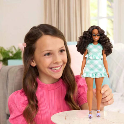 Barbie Doll Green Gingham Dress And Sunglasses