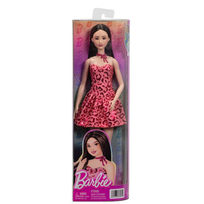 Barbie Fashionistas Doll #246 with Pink Leopard Print Dress Black Hair