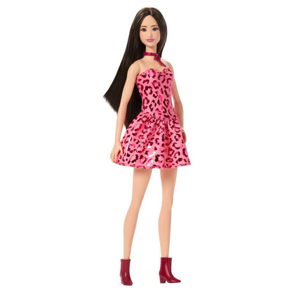 Barbie Fashionistas Doll #246 with Pink Leopard Print Dress Black Hair