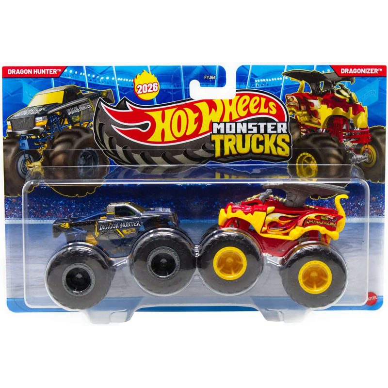 Hot Wheels Monster Trucks Vehicle 2-Pack Dragon Hunter vs Dragonizer