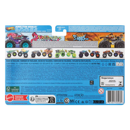 Hot Wheels Monster Trucks Vehicle 2-Pack Squidnado vs Tiger Shark