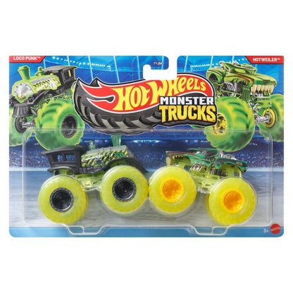 Hot Wheels Monster Trucks Vehicle 2-Pack Loco Punk vs Hotweiler