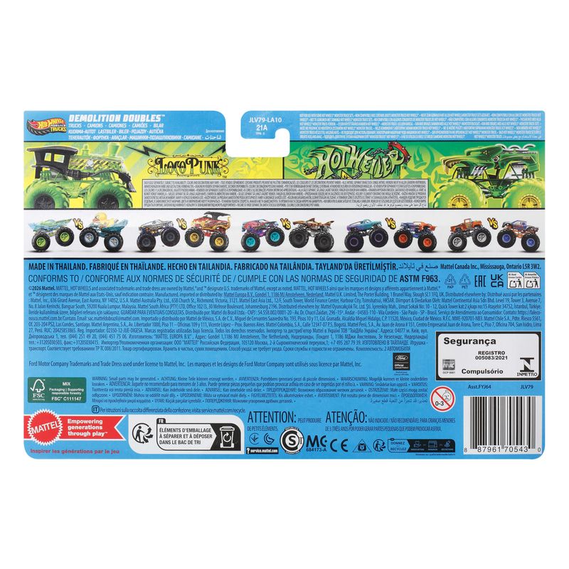 Hot Wheels Monster Trucks Vehicle 2-Pack Loco Punk vs Hotweiler