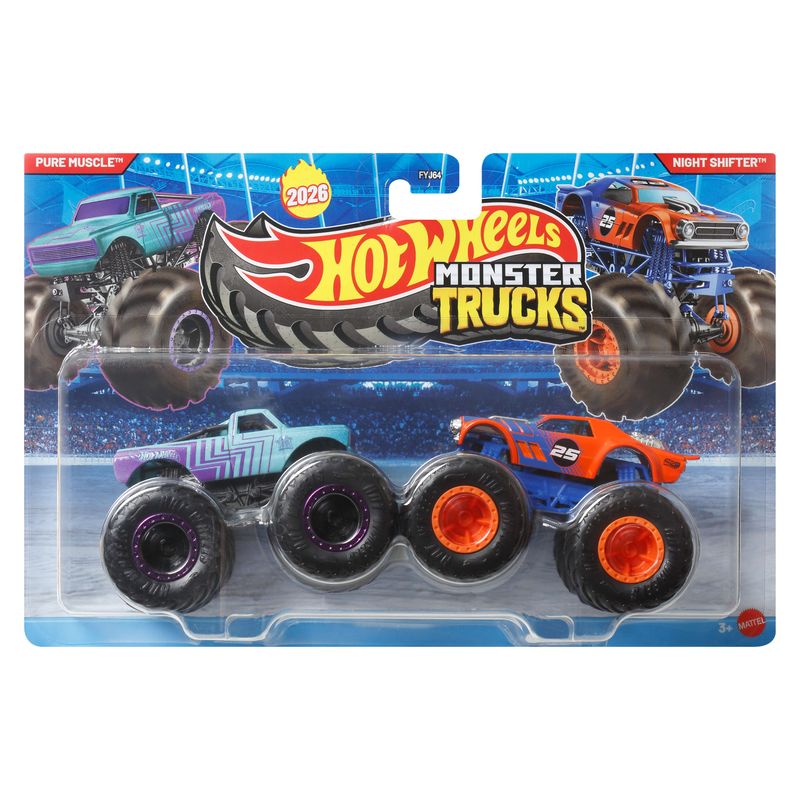 Hot Wheels Monster Trucks Vehicle 2-Pack Pure Muscle vs Night Shifter