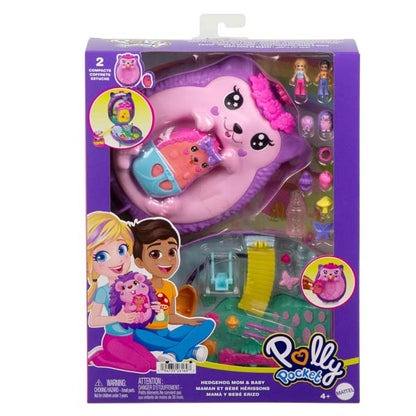 Polly Pocket Large Wearable Compact Hedgehog Mom And Baby