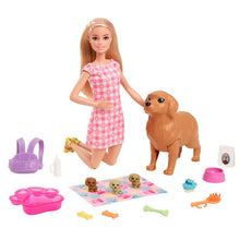 Barbie Doll Newborn Pups Playset with Blonde Doll Mommy Dog and 3 Puppies