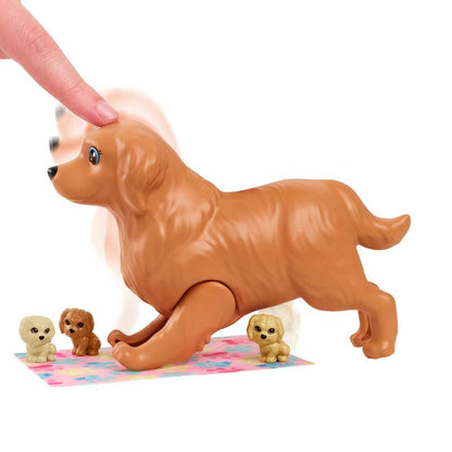 Barbie Doll Newborn Pups Playset with Blonde Doll Mommy Dog and 3 Puppies