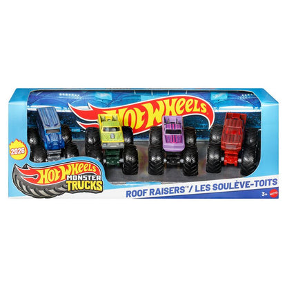 Hot Wheels Monster Trucks 4-Pack  Set of 4 1:64 Scale Toy Trucks with Giant Wheels