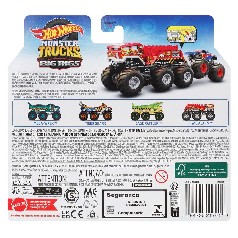 Hot Wheels Monster Trucks Big Rigs 5 Alarm Vehicle