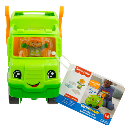 Fisher-Price Little People Recycling Truck Musical Toddler Garbage Toy Set