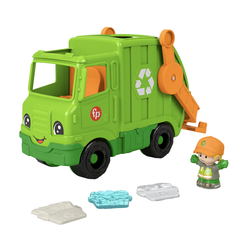 Fisher-Price Little People Recycling Truck Musical Toddler Garbage Toy Set