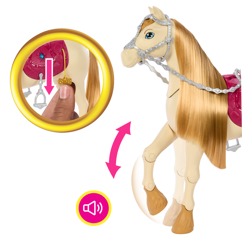 Perfect for young Barbie fans, the Dance And Show Horse encourages role play, creative expression, and interactive fun