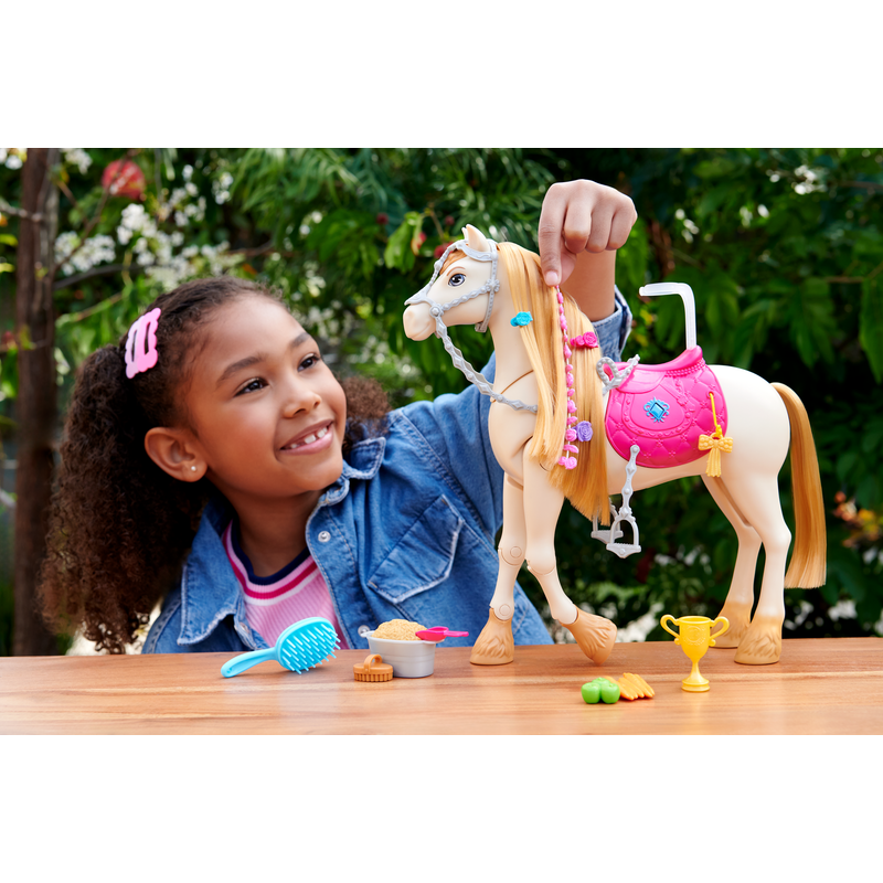 Gallop into adventure with the Barbie Dance And Show Horse, an engaging interactive toy designed to inspire imagination and horse-themed play