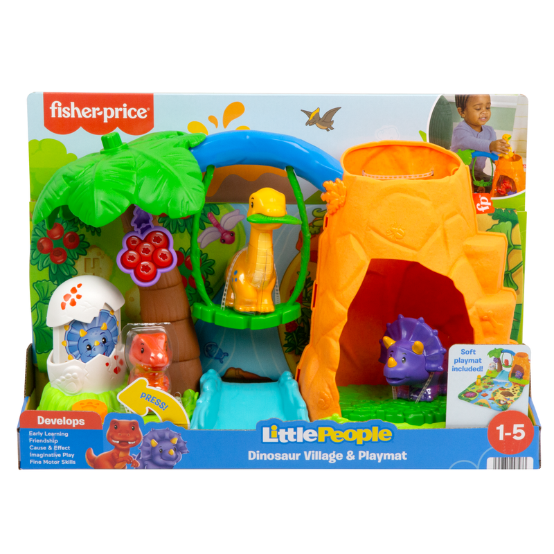Little People Dinosaur Village & Play Mat Toddler Playset