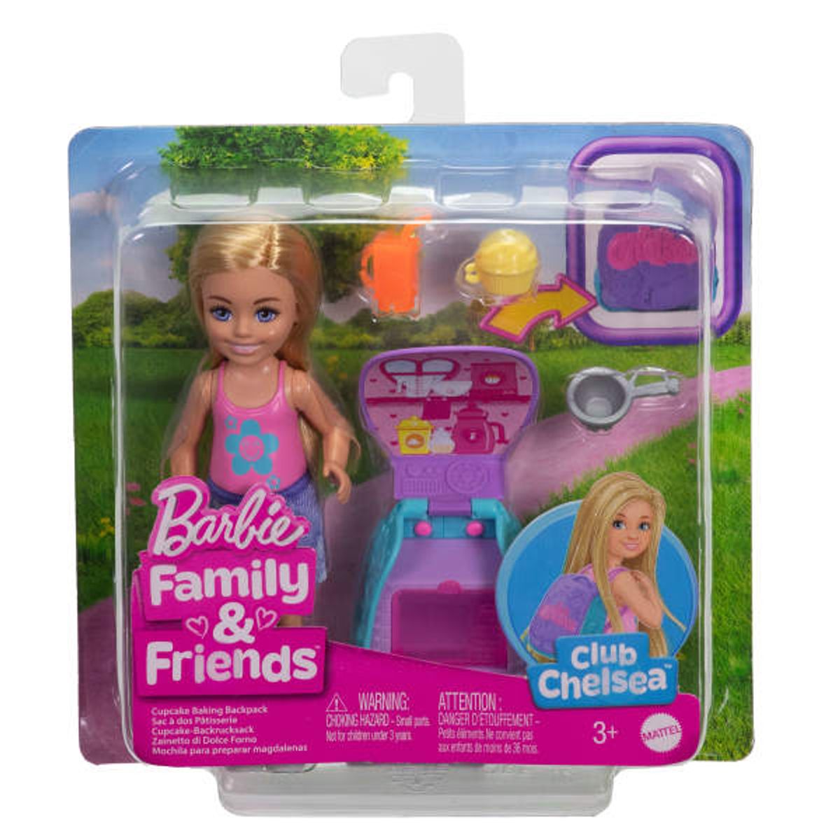 Barbie Family & Friends Chelsea Cupcake Baking Backpack Chelsea Doll and Accessories