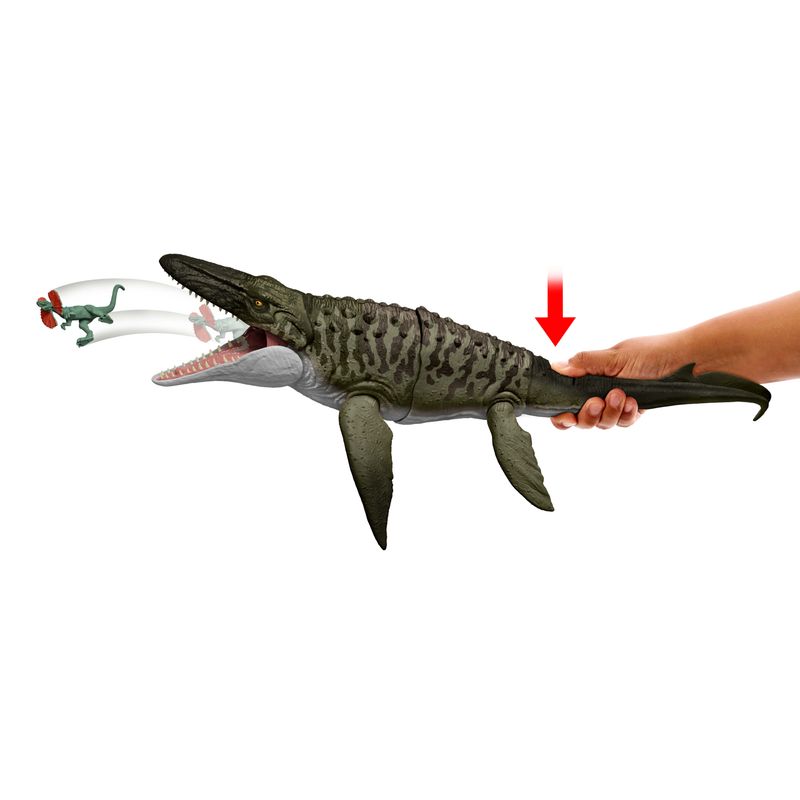 Jurassic World Rebirth Bite N Blast Mosasaurus Action Figure and Mini Dilophosaurus