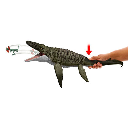 Jurassic World Rebirth Bite N Blast Mosasaurus Action Figure and Mini Dilophosaurus