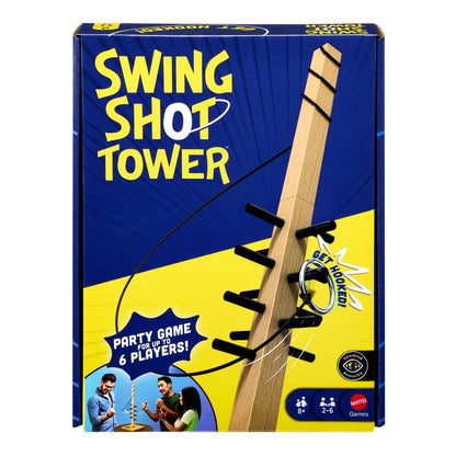 Swing Shot Tower Party Game for Kids, Adults & Families with Hook-and-Ring Play