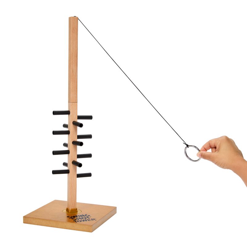 Swing Shot Tower Party Game for Kids, Adults & Families with Hook-and-Ring Play