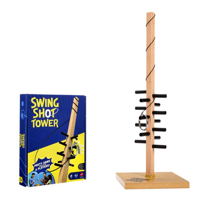 Swing Shot Tower Party Game for Kids, Adults & Families with Hook-and-Ring Play