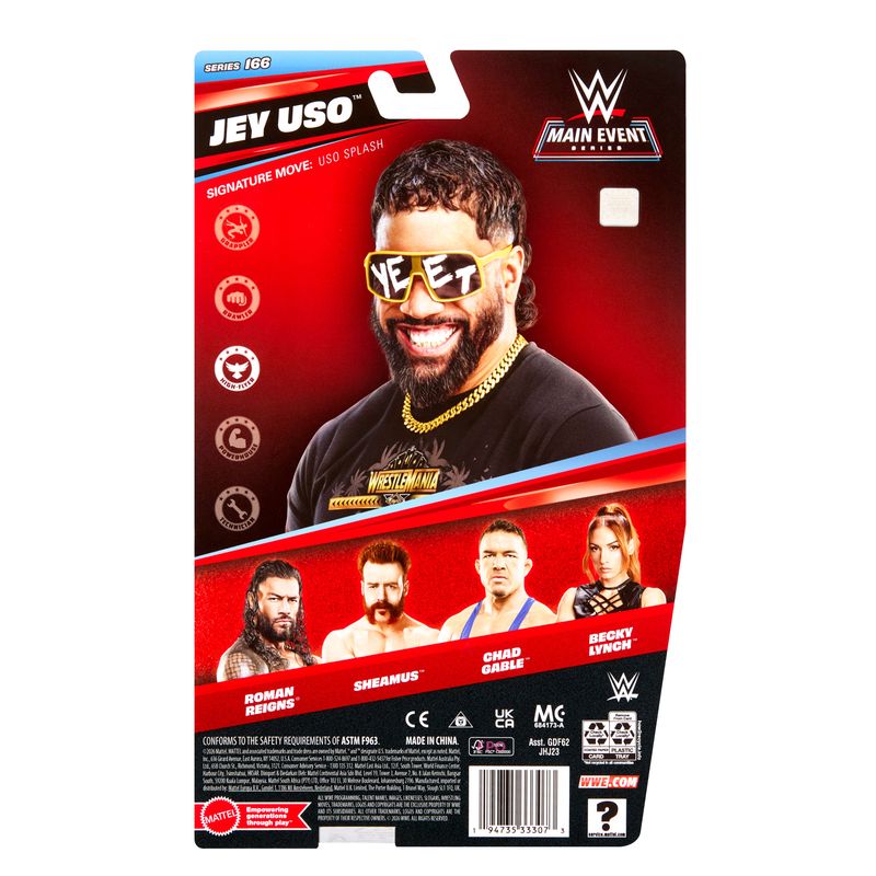 WWE Jey Uso Action Figure, Main Event Series #166, 6" Collectible