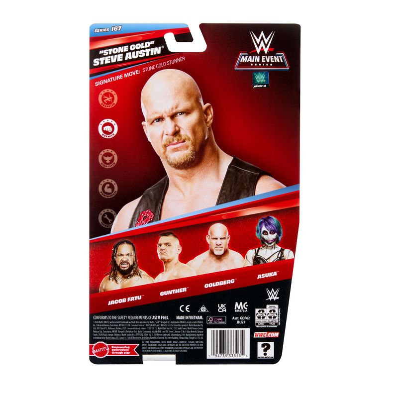 WWE “Stone Cold” Steve Austin Action Figure, Main Event Series #167, 6" Collectible