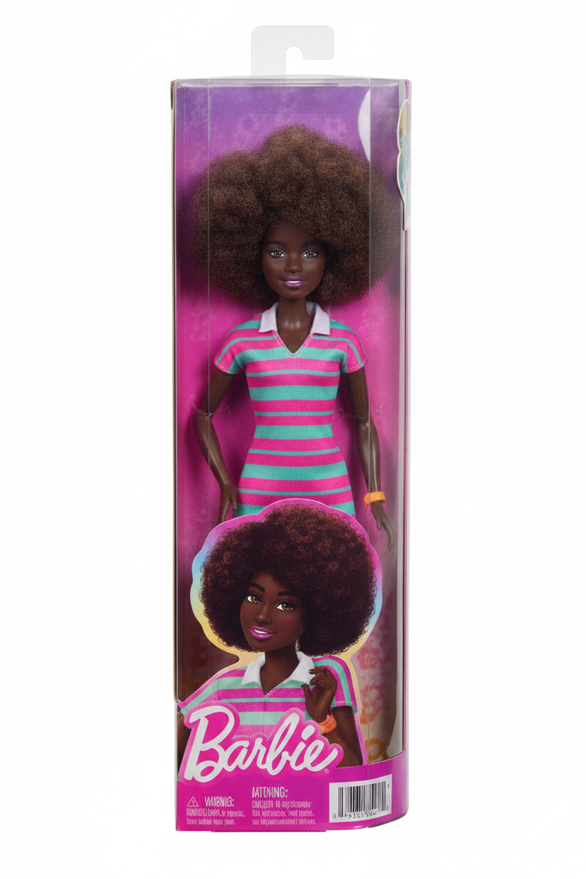 Barbie Fashionistas Doll #247 with Pink and Green Striped Dress