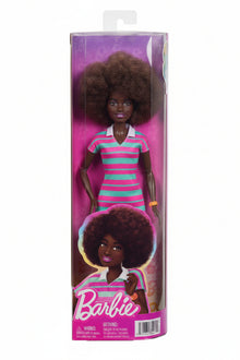 Barbie Fashionistas Doll #247 with Pink and Green Striped Dress