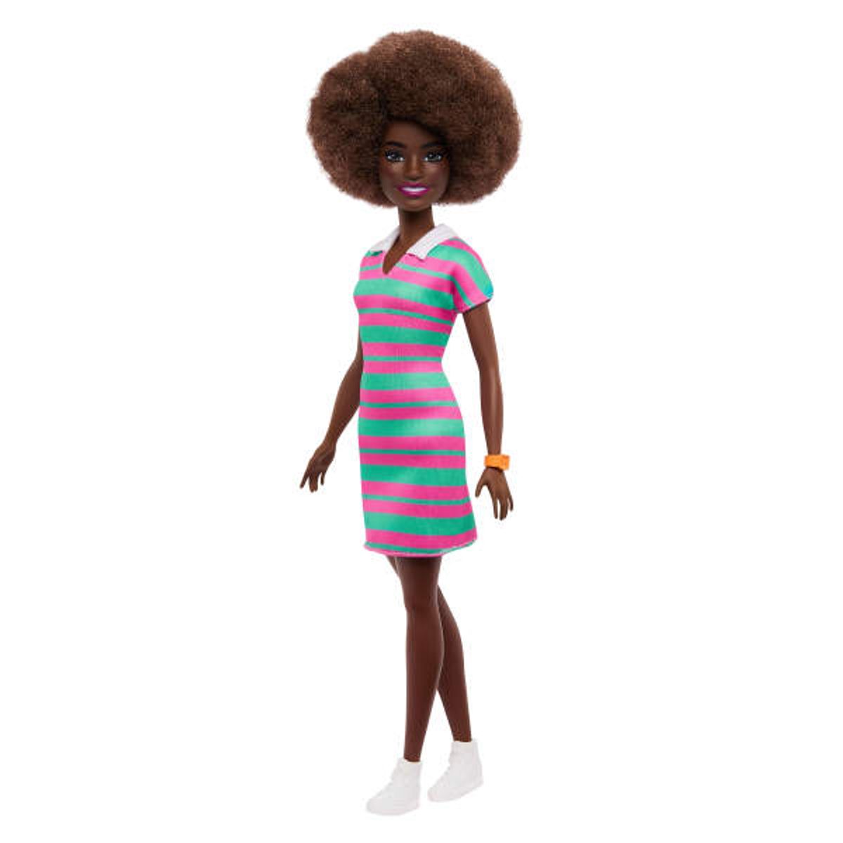Barbie Fashionistas Doll #247 with Pink and Green Striped Dress